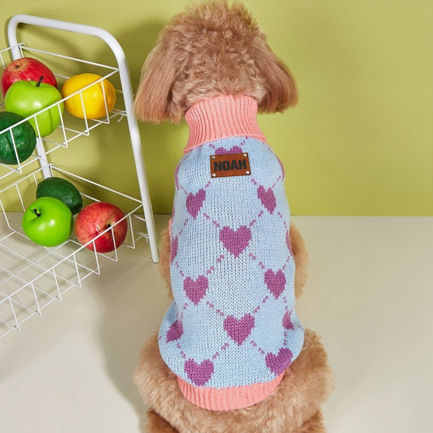 Personalized Heart Pattern Pet Sweater | inCloth05