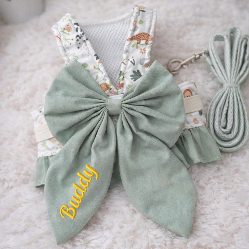 Personalized Embroidered Name Pet Floral Harness | inAccs08