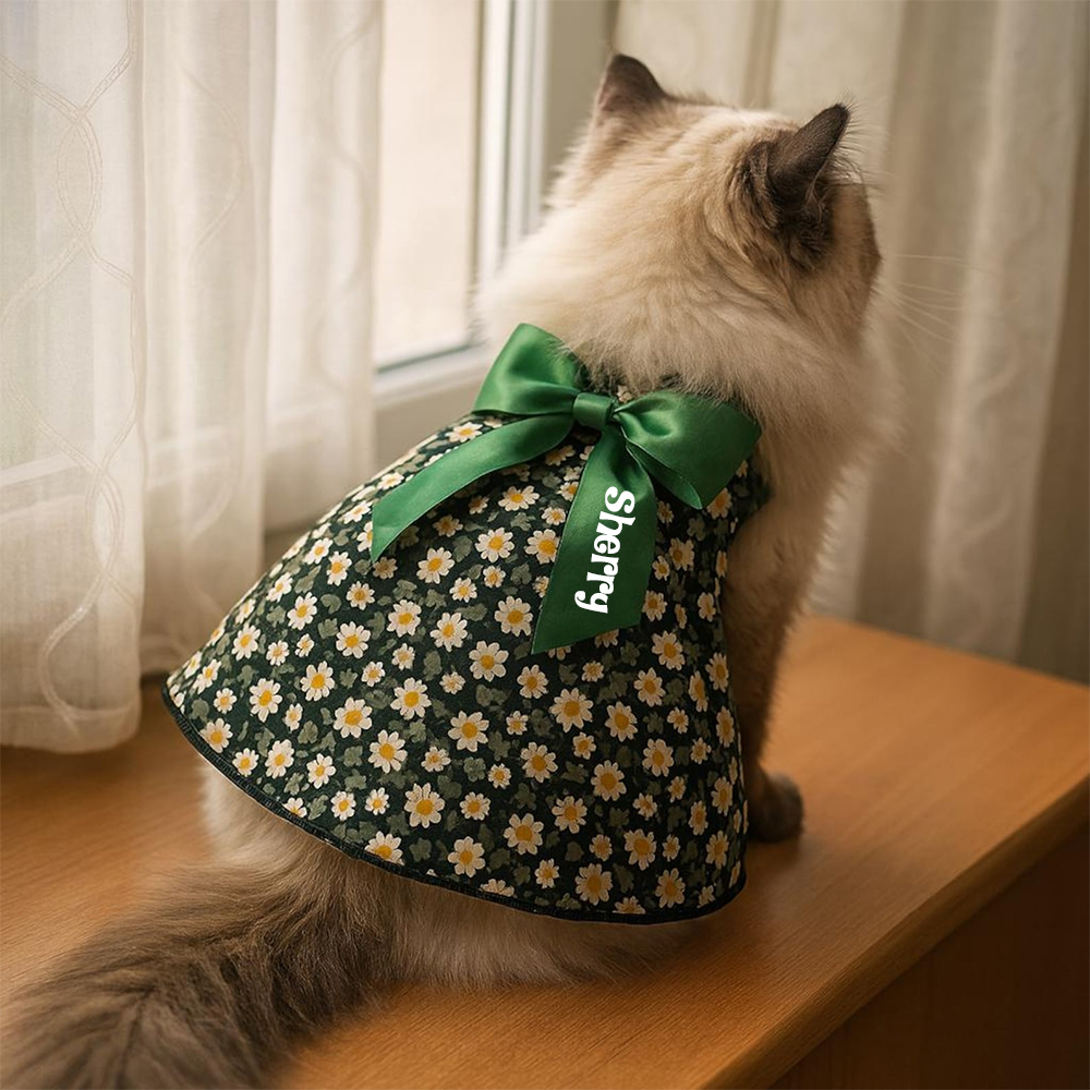 Personalized Floral Bowknot Pet Dress | inCloth12