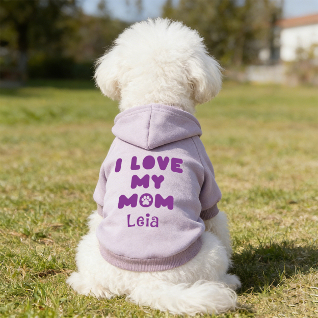 Personalized Name I Love Mom Pet Hoodie | inCloth25