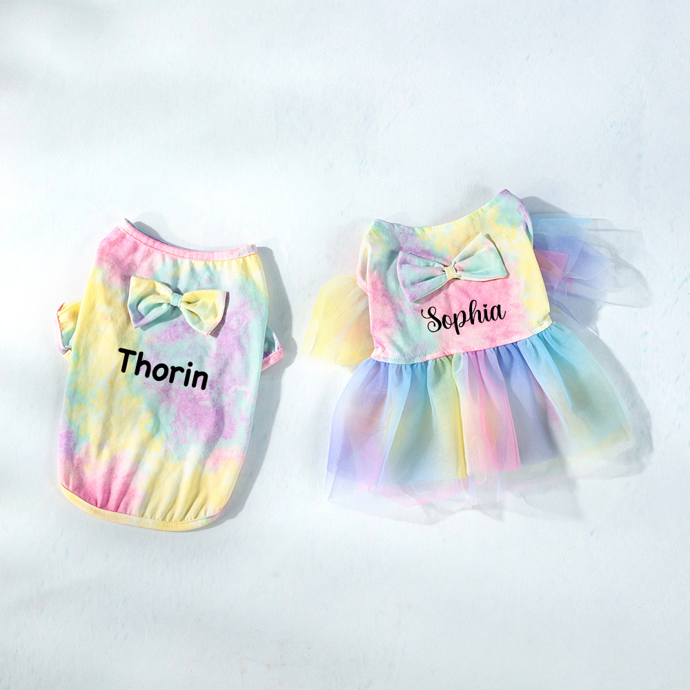 Personalized Name Tie-Dye Bow Dress & Shirt | inCloth95
