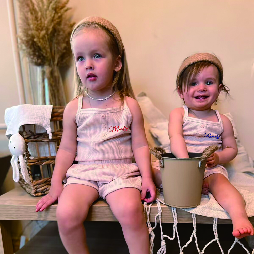 Personalized Embroidery Waffle Baby Cozy Soft Summer Romper | inRomper28
