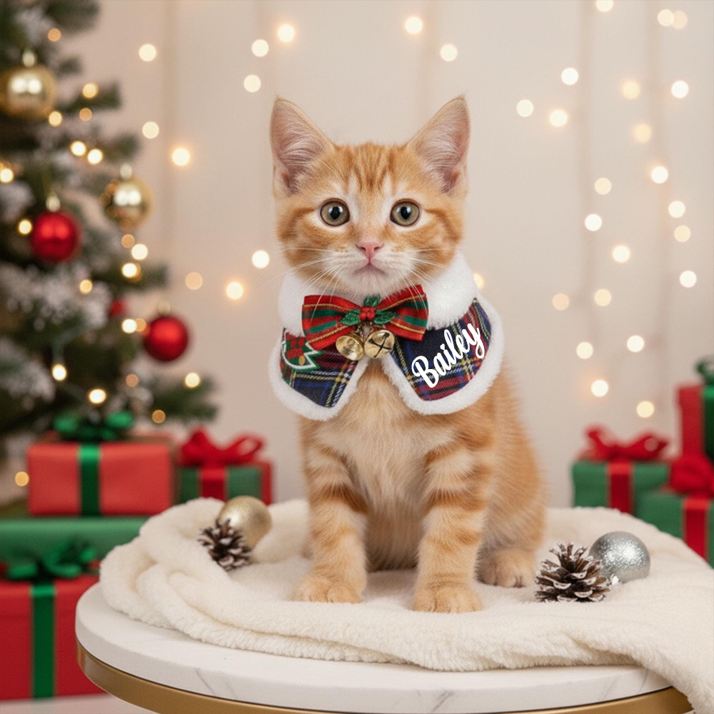 Personalized Christmas Pet Scarf with Plush Collar | KKPet315