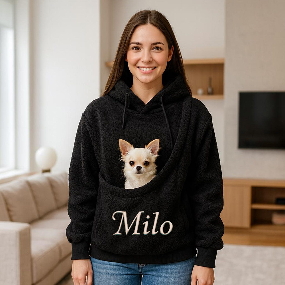 Personalized Embroidered Name Cozy Pet Carrier Fleece Hoodie | KKCloth330
