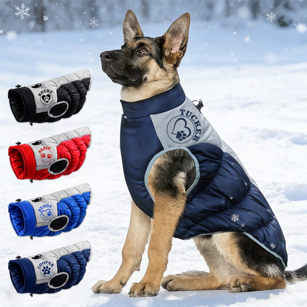 Personalized Pet Winter Warm Large Size Reflective Safety Puffer Vest