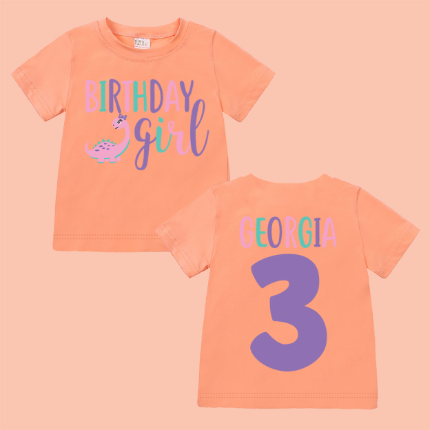 Personalized Cute Dinosaur Girl Birthday T-Shirt | inBirth17