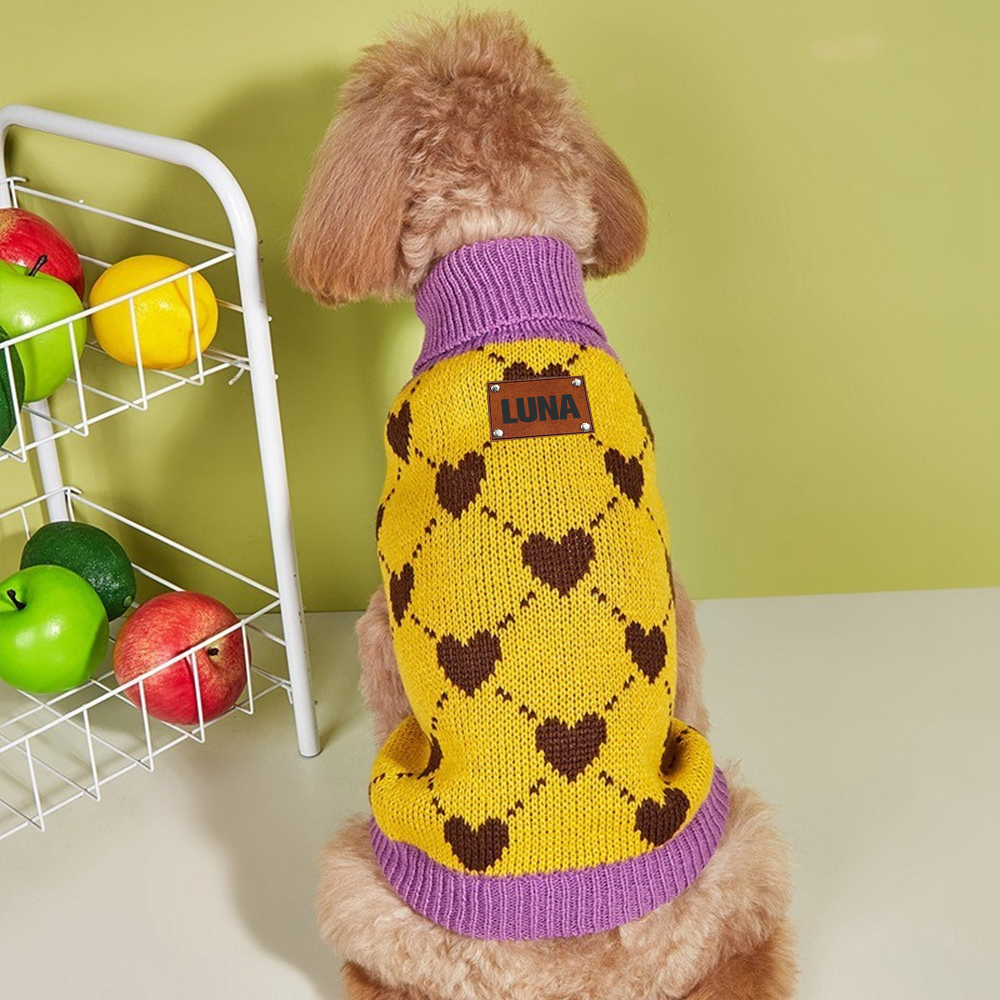 Personalized Heart Pattern Pet Sweater | inCloth05