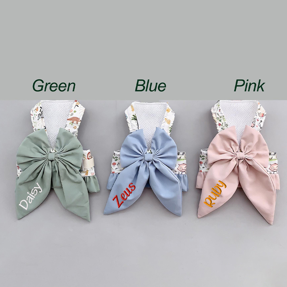 Personalized Embroidered Name Pet Floral Harness | inAccs08