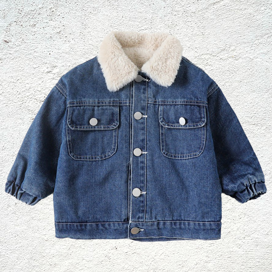 Personalized Hand Patch Kids Fleece Lined Denim Jacket | inJacket23