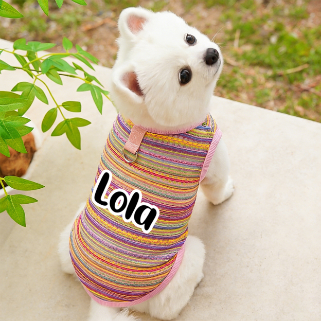 Personalized Name Striped Dog Jumpsuit | inCloth47