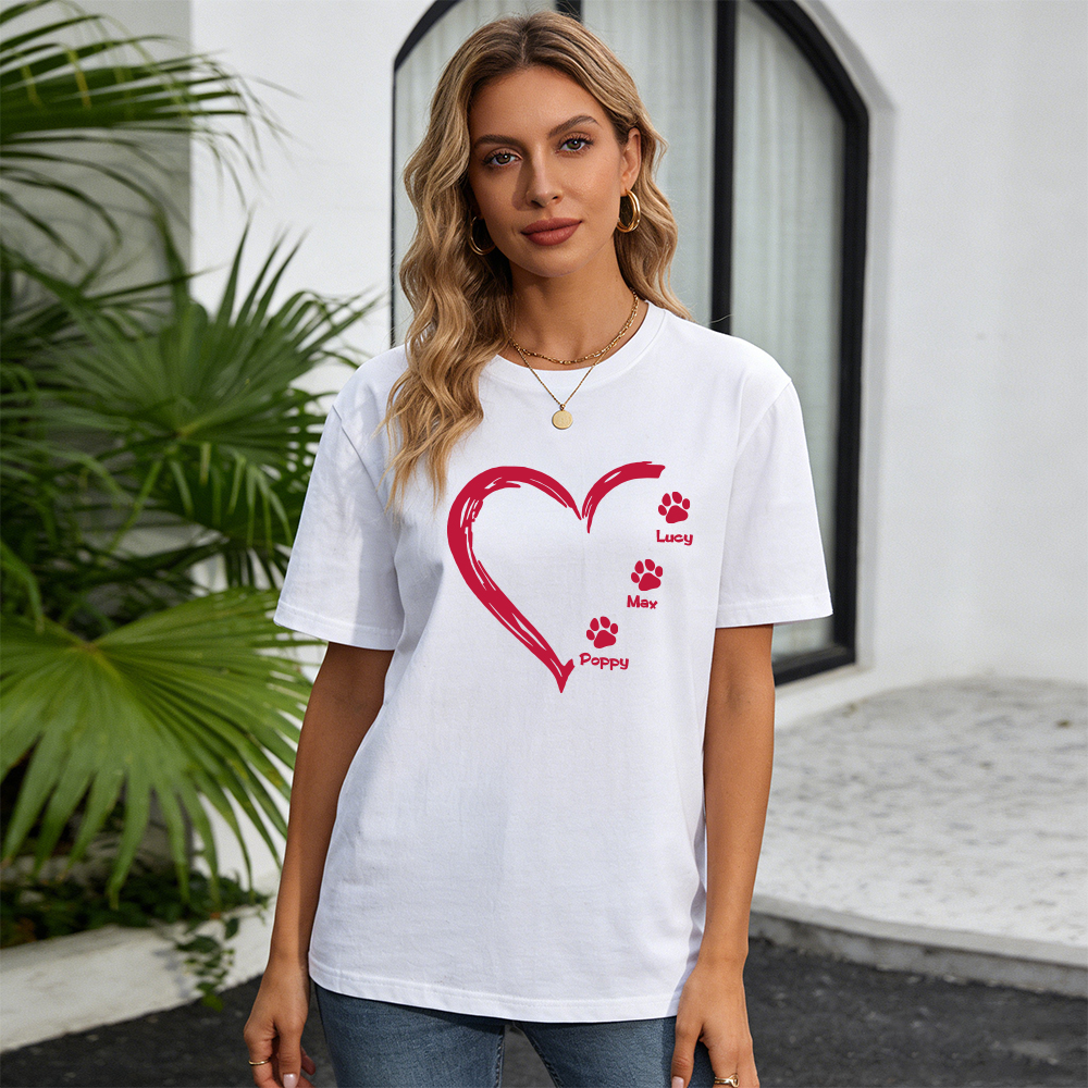 Personalized Mother's Day Pet Mom Heart T-Shirt | inCloth58