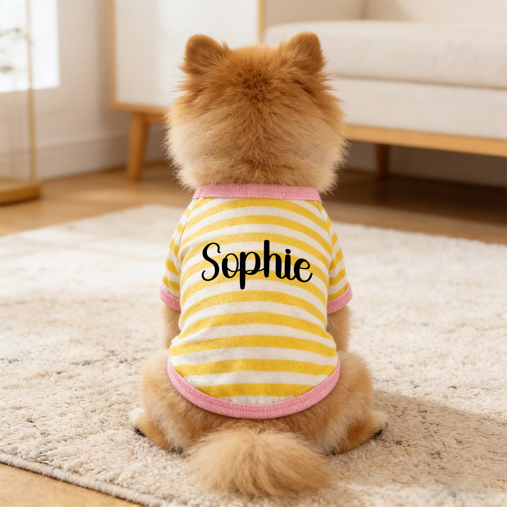 Personalized Name Summer Striped Pet T-Shirt | inCloth76