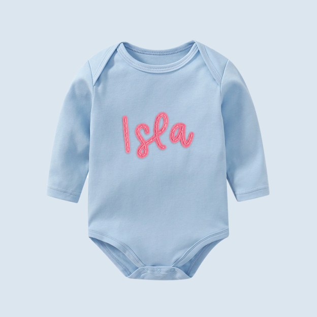 Personalized Hand-Embroidered Baby Cozy Soft Romper | inRomper21