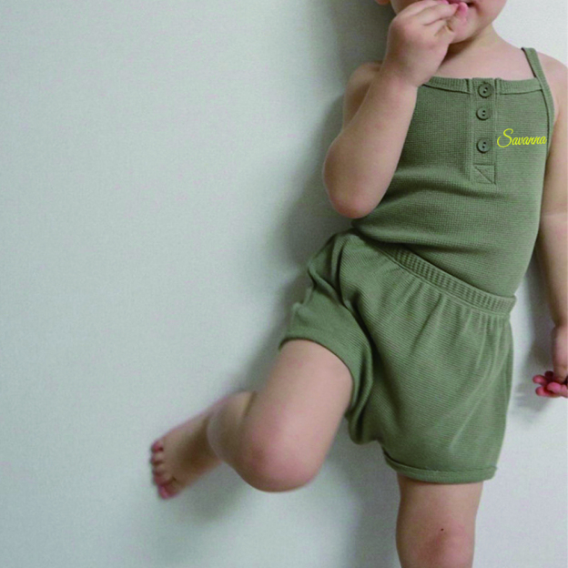 Personalized Embroidery Waffle Baby Cozy Soft Summer Romper | inRomper28