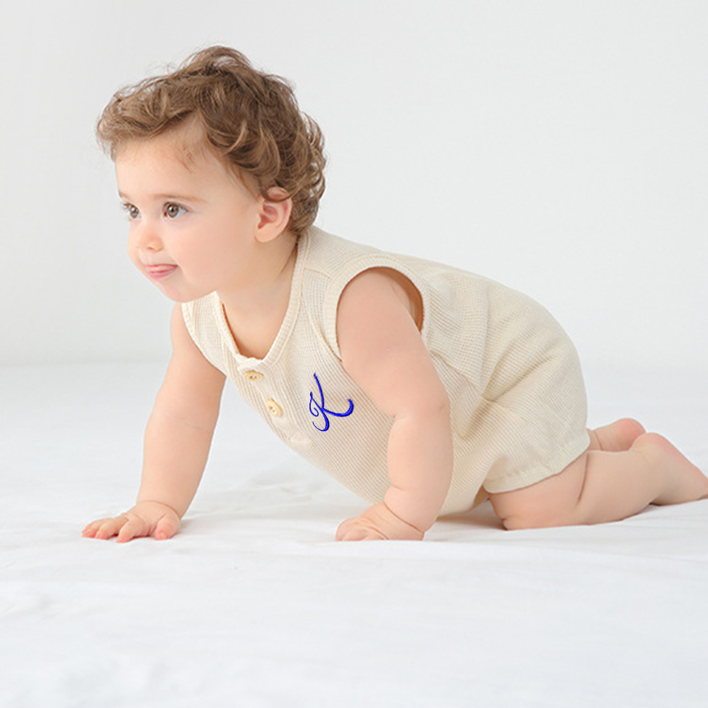 Personalized Embroidery Waffle Baby Cozy Soft Romper | inRomper31