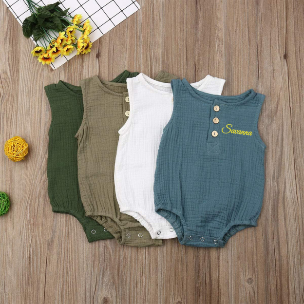 Personalized Embroidery Baby Organic Cotton Muslin Romper | inRomper34