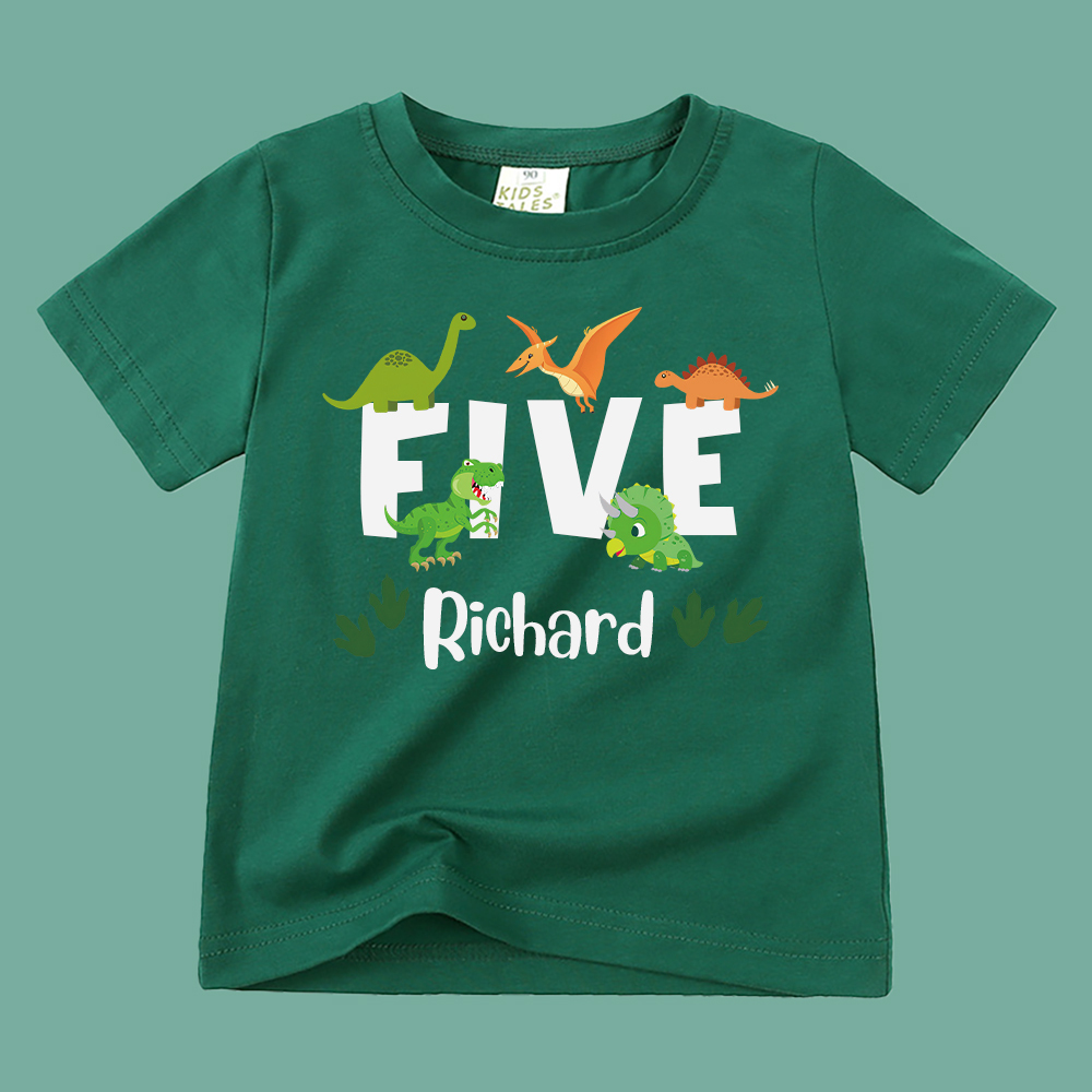 Personalized Kid Jurassic Dinosaur Party Birthday T-Shirt | inTee18