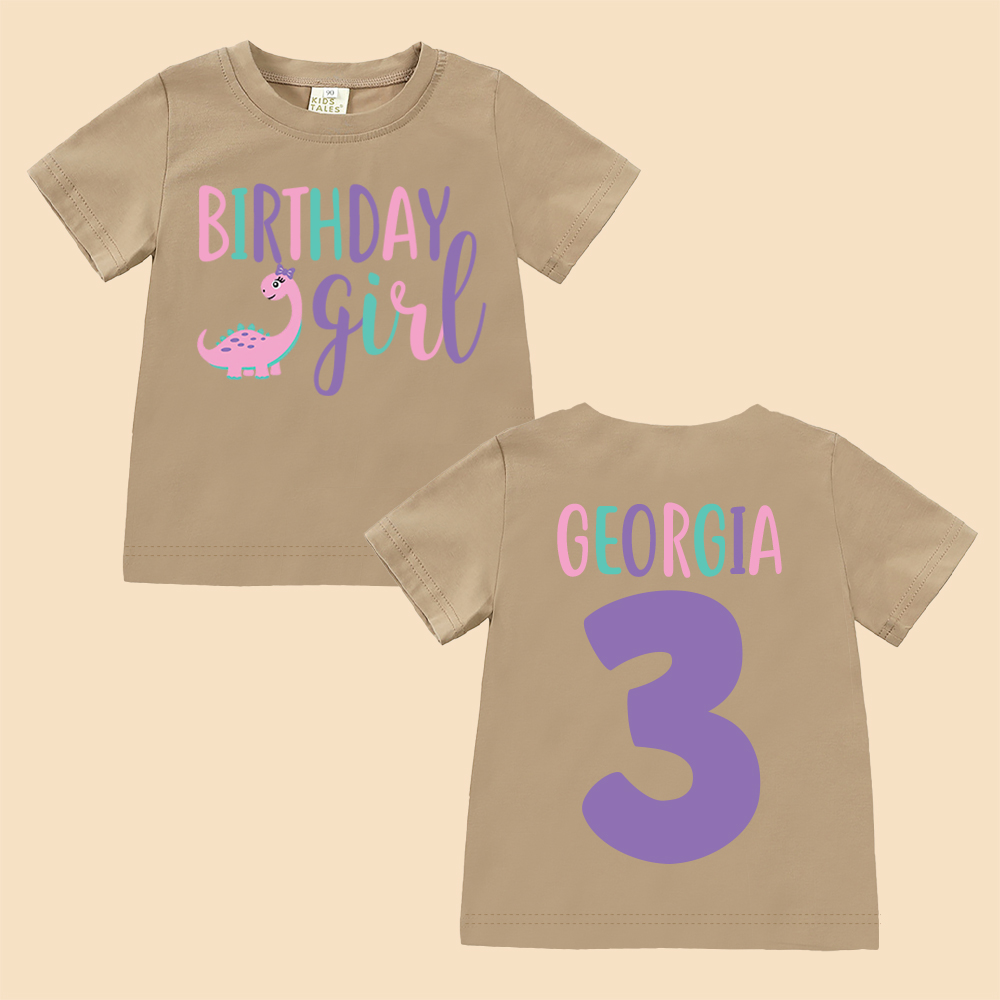 Personalized Cute Dinosaur Girl Birthday T-Shirt | inBirth17