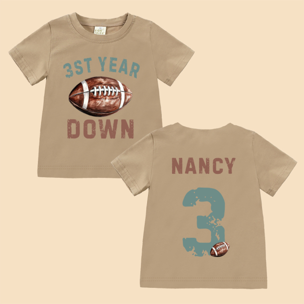Personalized First Year Down Football Birthday T-Shirt | inBirth20