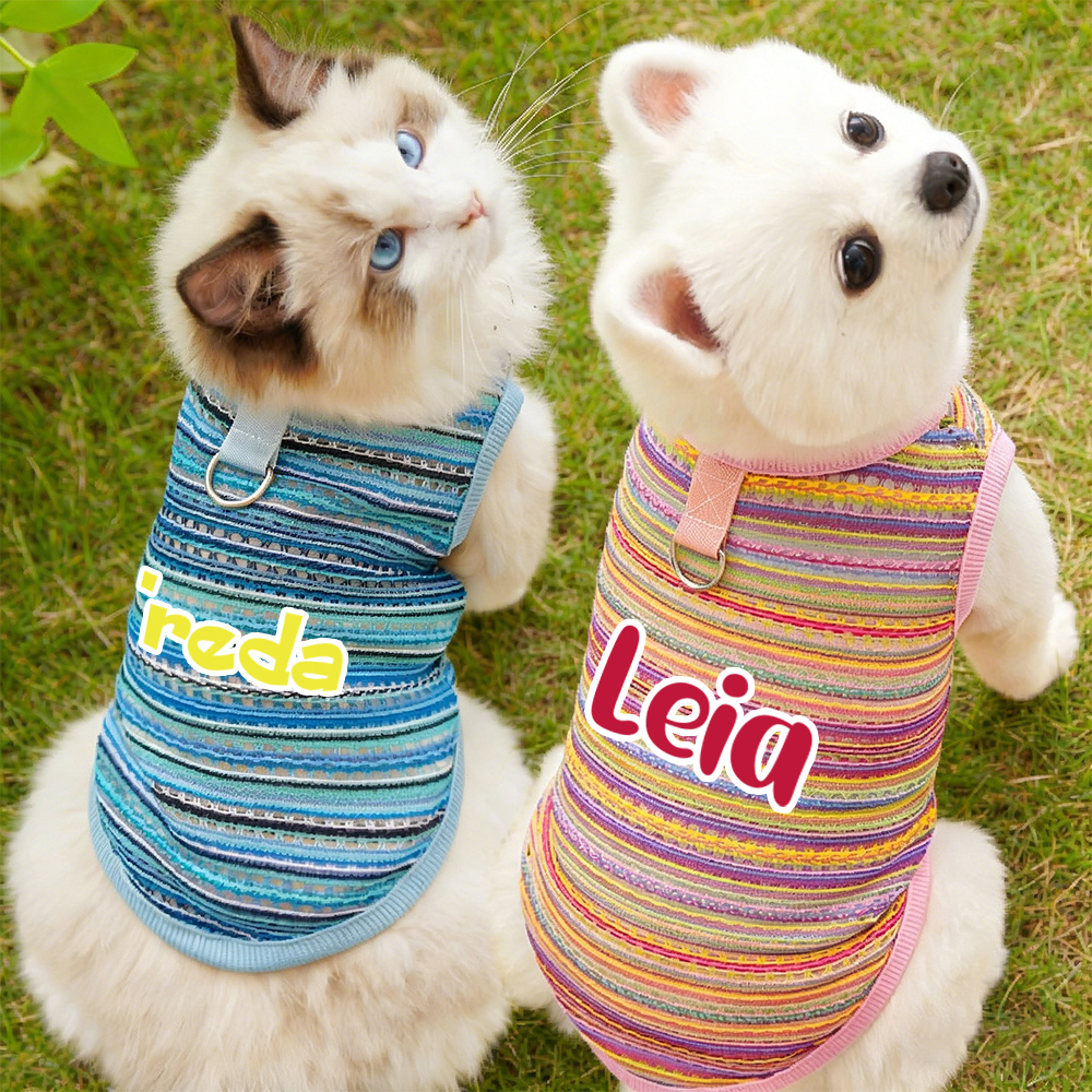 Personalized Name Striped Dog Jumpsuit | inCloth47