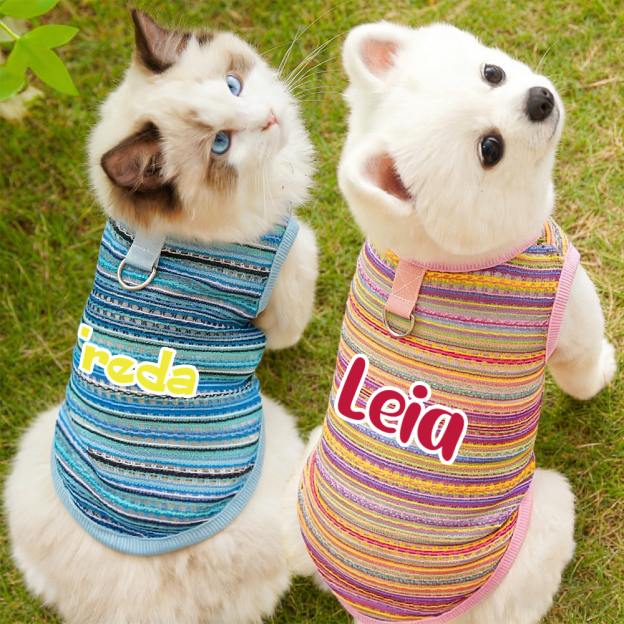 Personalized Name Striped Dog Jumpsuit | inCloth47