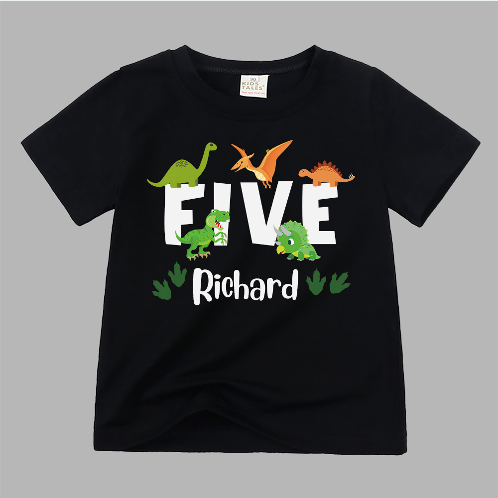 Personalized Kid Jurassic Dinosaur Party Birthday T-Shirt | inTee18