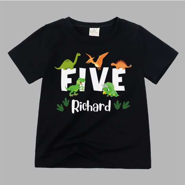 Personalized Kid Jurassic Dinosaur Party Birthday T-Shirt | inTee18