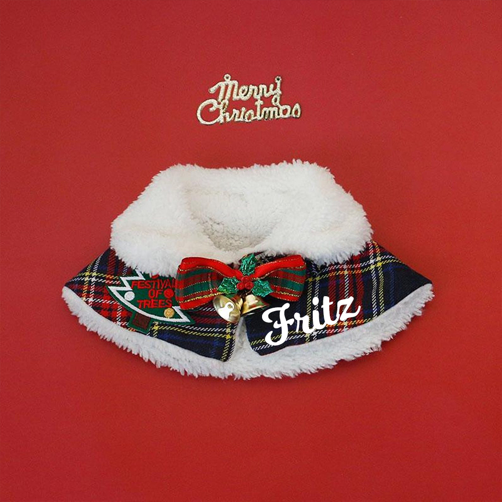 Personalized Christmas Pet Scarf with Plush Collar | KKPet315
