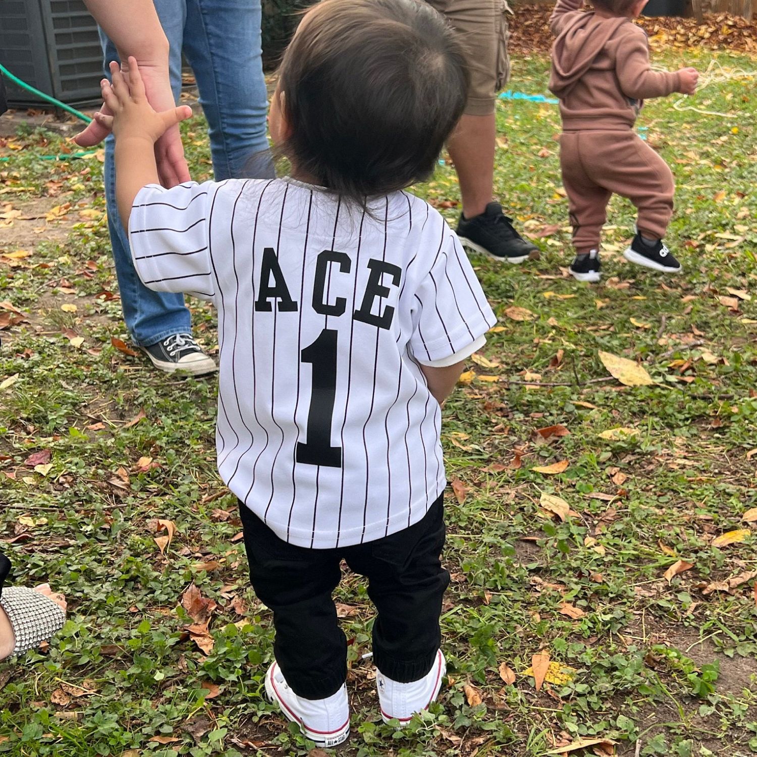 Personalized Pinstripe Button Down Baseball Jersey | CWBaby72