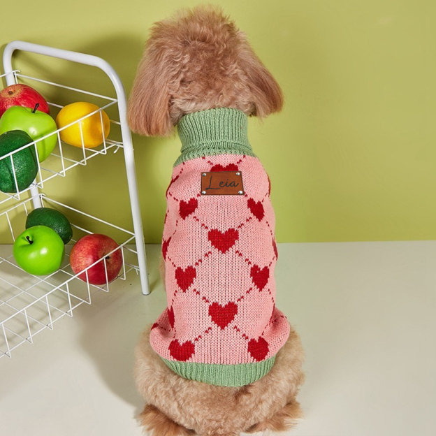 Personalized Heart Pattern Pet Sweater | inCloth05
