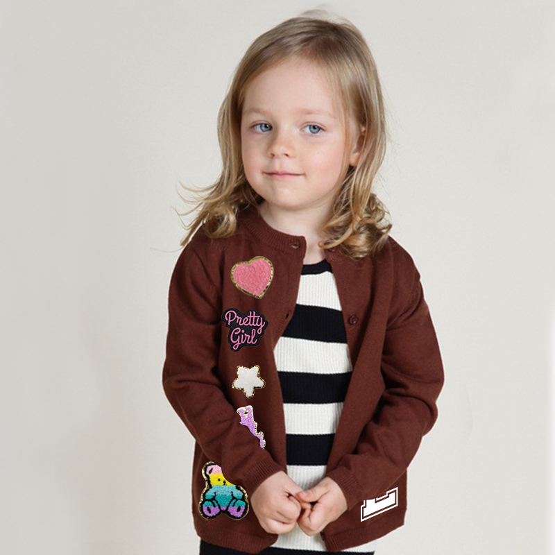 Personalized Hand Patch Color Kids Button Cardigan | inSweater07