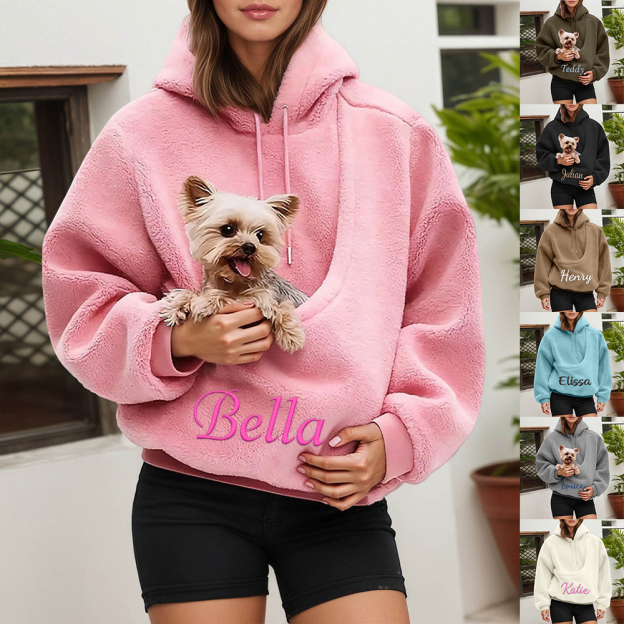 Personalized Embroidered Name Cozy Pet Carrier Fleece Hoodie | KKCloth330