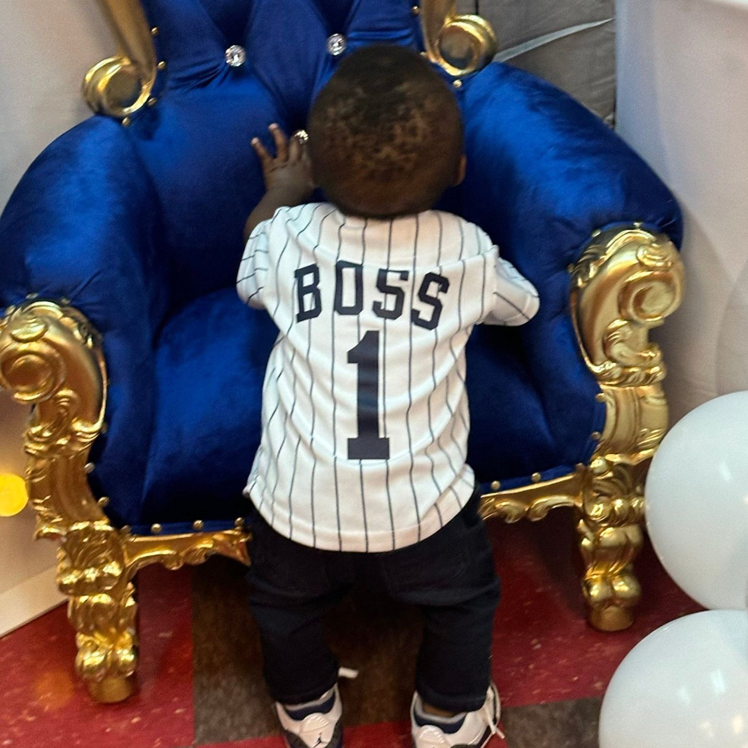 Personalized Pinstripe Button Down Baseball Jersey | CWBaby72