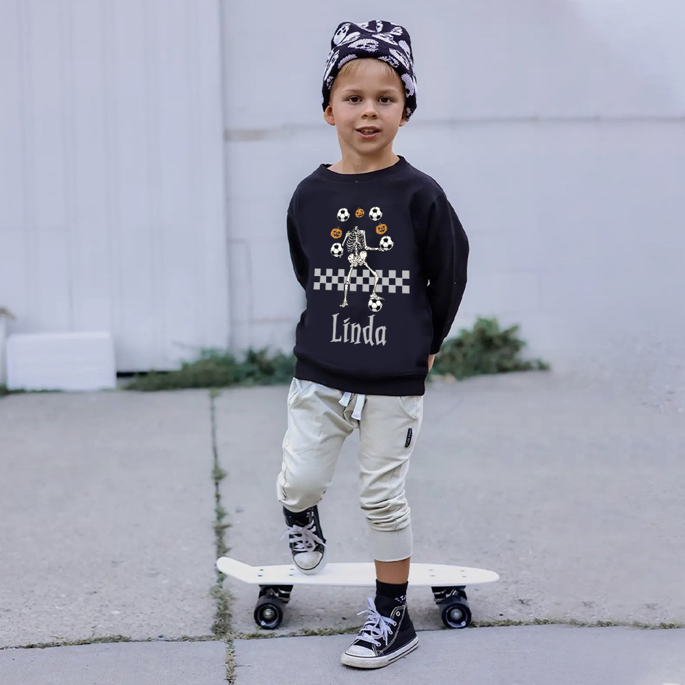 Personalized Kid Halloween Skeleton Party Sweatshirt | inSweatshirt76