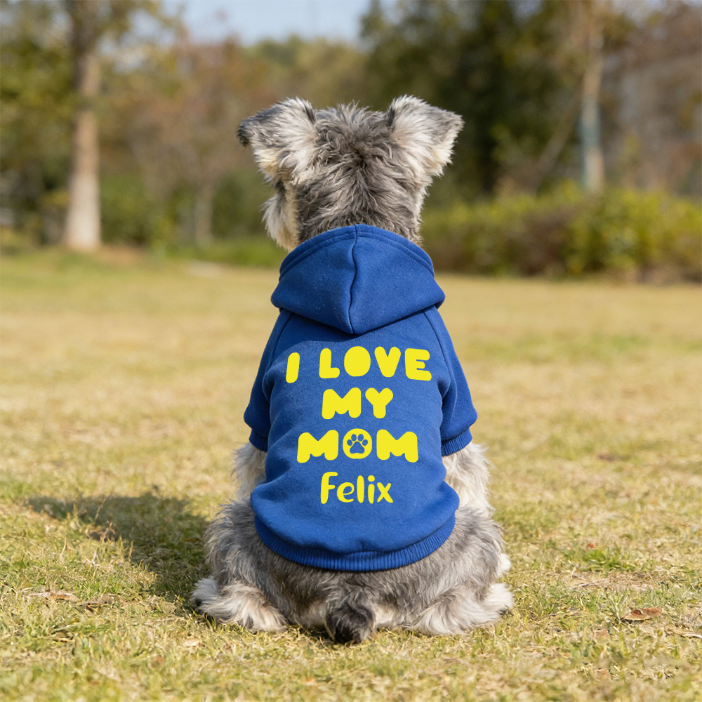 Personalized Name I Love Mom Pet Hoodie | inCloth25