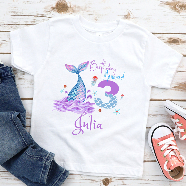 Personalized Girls Lovely Mermaid Birthday T-Shirt | inTee15