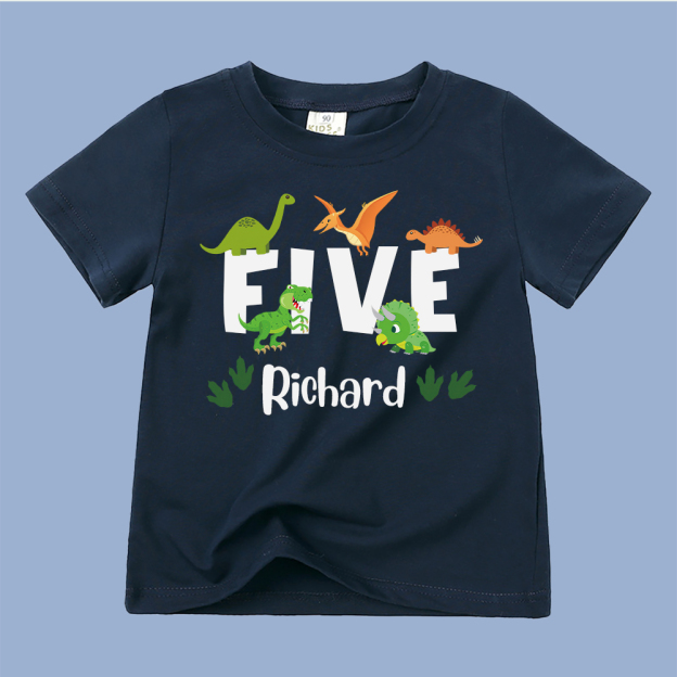Personalized Kid Jurassic Dinosaur Party Birthday T-Shirt | inTee18