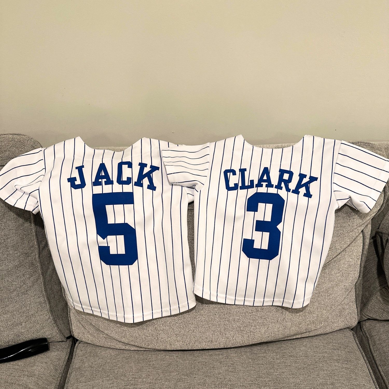 Personalized Pinstripe Button Down Baseball Jersey | CWBaby72