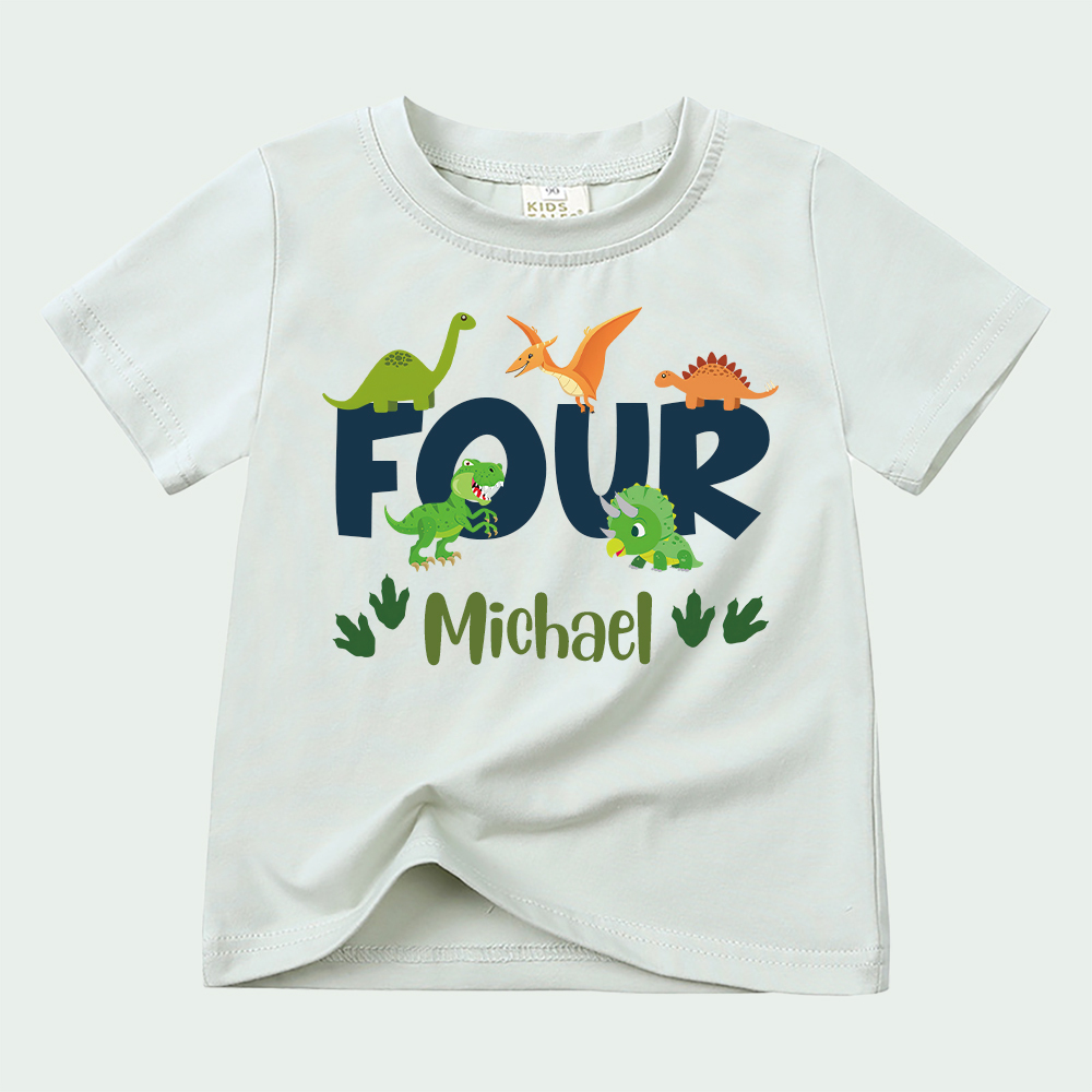 Personalized Kid Jurassic Dinosaur Party Birthday T-Shirt | inTee18