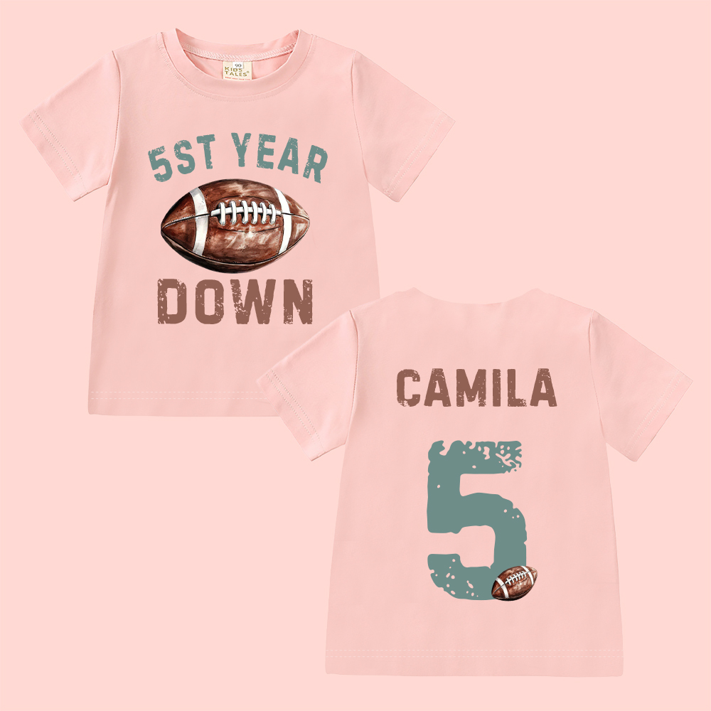 Personalized First Year Down Football Birthday T-Shirt | inBirth20