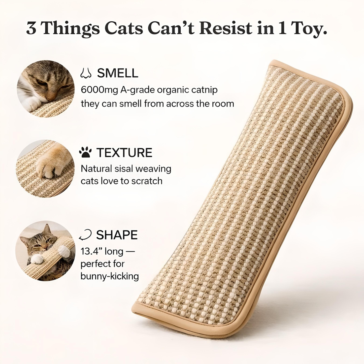Natural Sisal Catnip Chew Toy for Indoor Cats | inToy01
