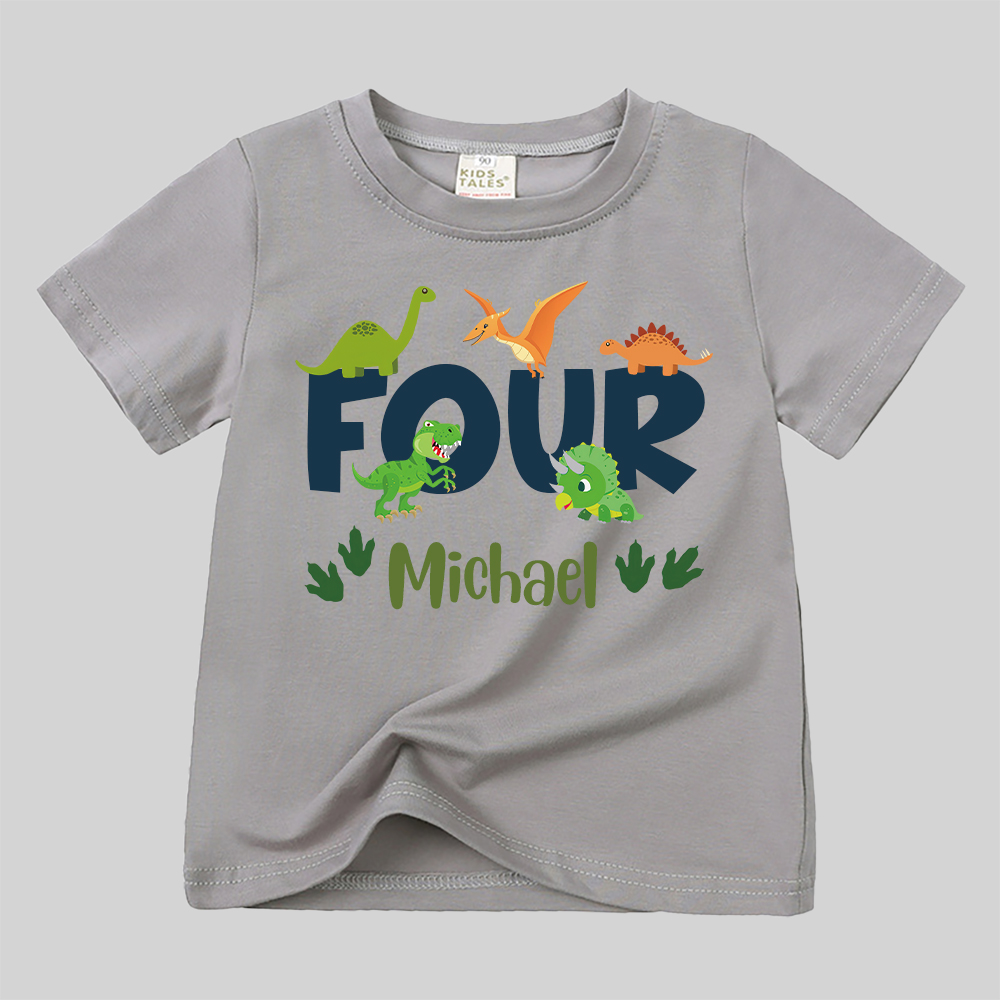 Personalized Kid Jurassic Dinosaur Party Birthday T-Shirt | inTee18