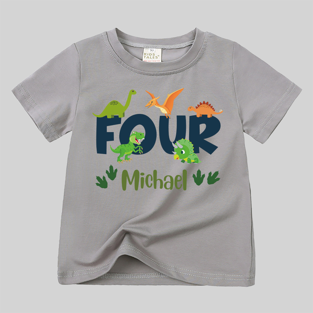 Personalized Kid Jurassic Dinosaur Party Birthday T-Shirt | inTee18