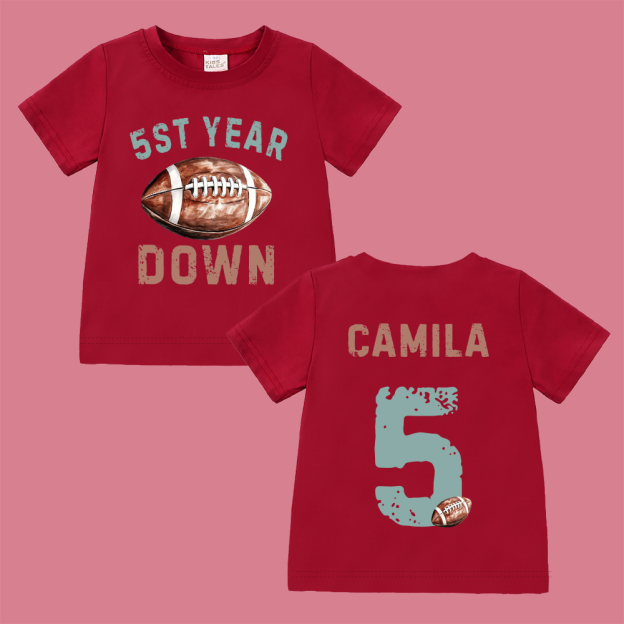 Personalized First Year Down Football Birthday T-Shirt | inBirth20