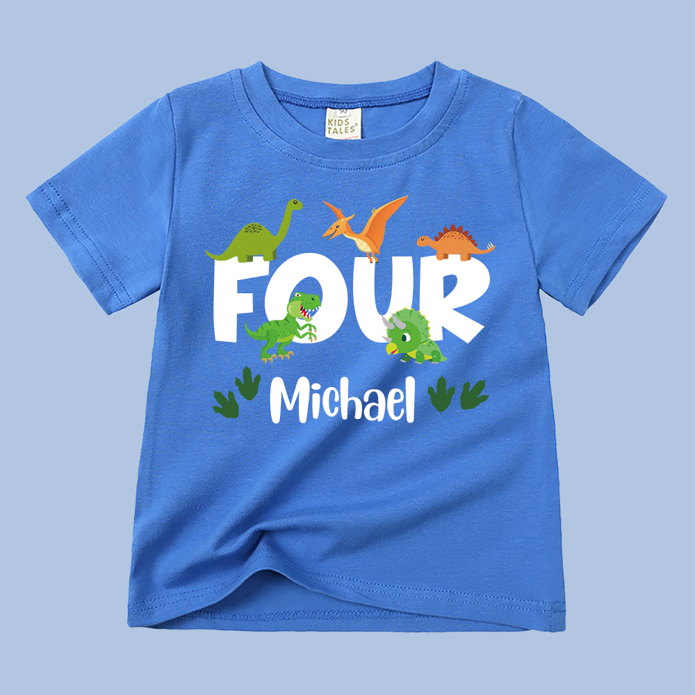 Personalized Kid Jurassic Dinosaur Party Birthday T-Shirt | inTee18