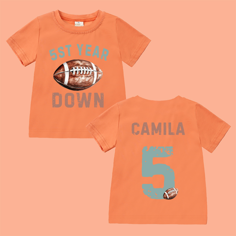 Personalized First Year Down Football Birthday T-Shirt | inBirth20