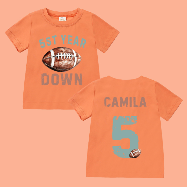 Personalized First Year Down Football Birthday T-Shirt | inBirth20