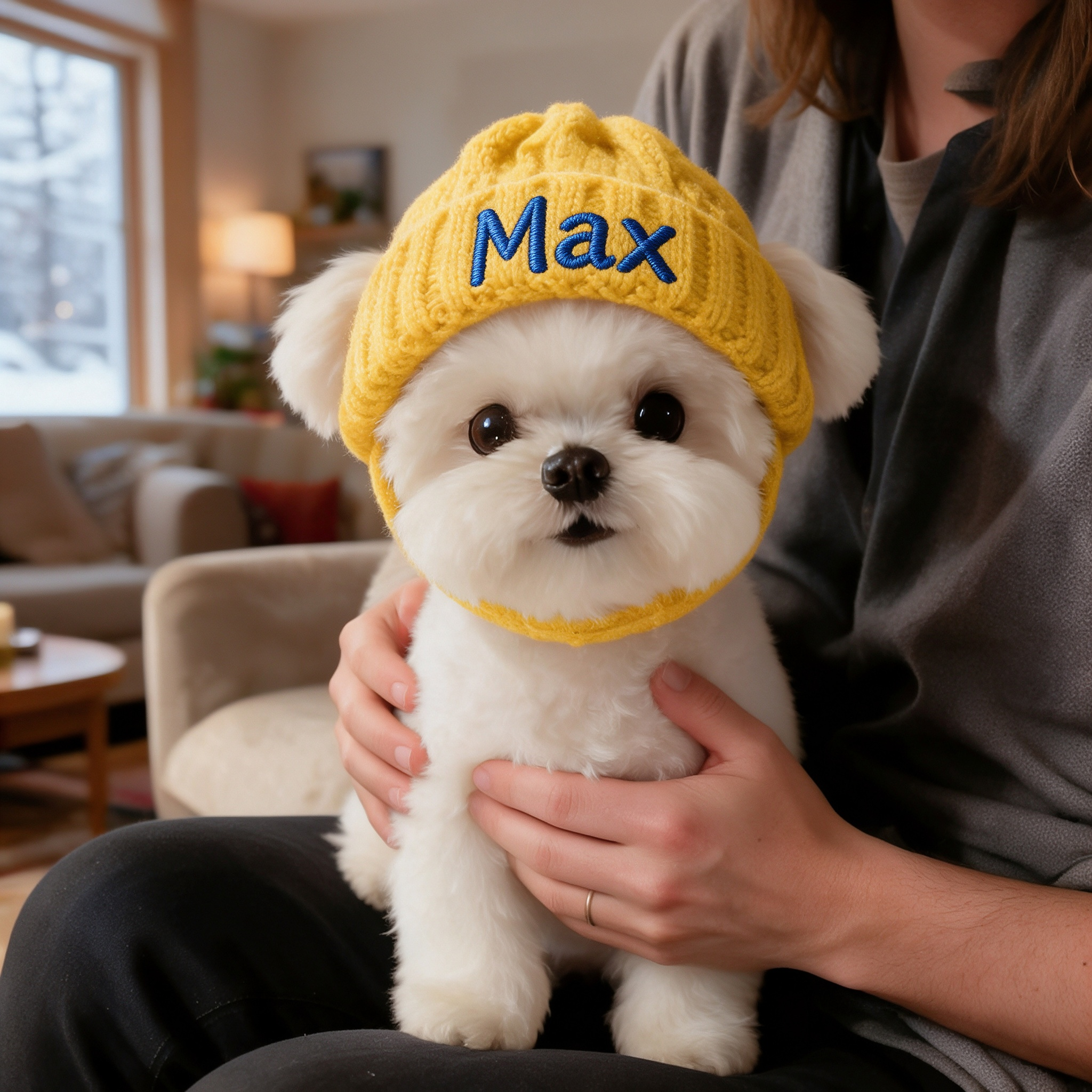 Personalized Embroidered Name Dog Winter Beanie with Ear Holes | inHat07