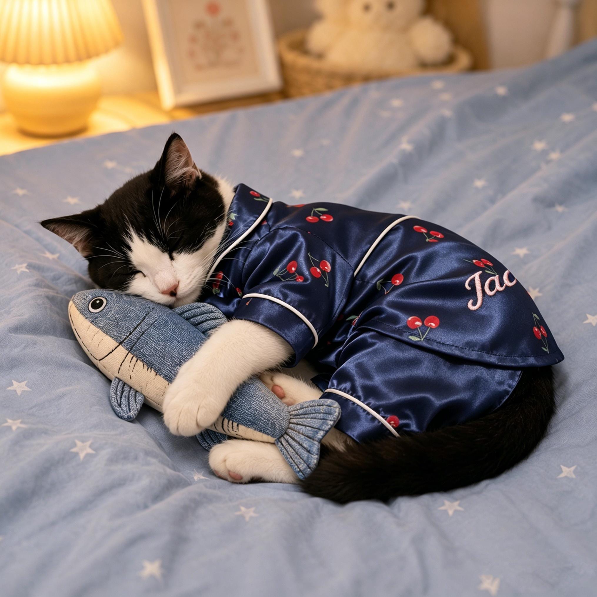 Personalized Embroidered Pet Cherry Print Pajamas | inCloth107
