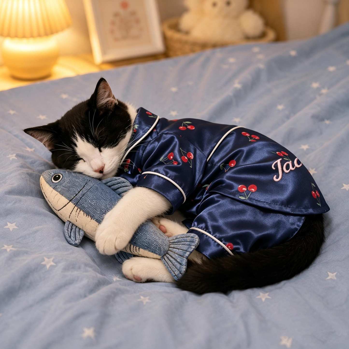 Personalized Embroidered Pet Cherry Print Pajamas | inCloth107